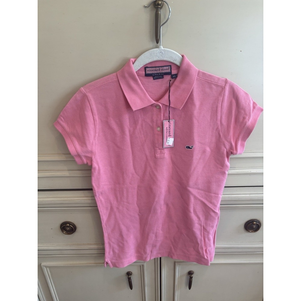 Vineyard Vines Pique Polo Shirt Women's Pink XS Pima Cotton NWT Short Sleeve